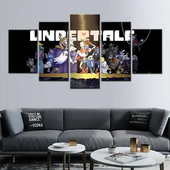 UNDERTALE Hra Wall Art Obrazy na Plátne Plagát 5 Modulárny Panel Obrázky, Maľovanie HD Vytlačené Domáce Dekorácie