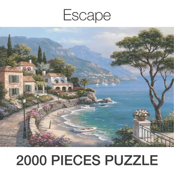 Uniknúť 2000 Puzzle Prímorské Domu 2000 Kusy Obrazová Skladačka Dovolenku Na Pobreží Vánok Krásne Umelecké Kvality Vzdelávacích Hobby
