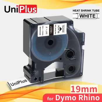 UniPlus 19 mm Štítok Pásky Zmršťovacej Trubice 18057 Fit Dymo Rhino Label Maker 6500 6000 5200 5000 Čierne na Bielom Páska Tlačiarne