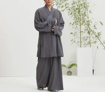 Unisex Lete bavlna Zen budhistický shaolin mních oblečenie kung fu lohan/arhata vyhovuje položiť meditácie uniformy žltá/šedá/zelená/modrá