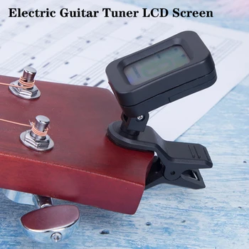 Univerzálna Elektrická Gitara Tuner Clip-on Digital Mini LCD Displej Otočná Tuning pre Nástroj Drumbľa Husle Guitar Tuner