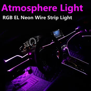 Univerzálny 10 v 1 RGB LED s 8M Auto Výzdoba Interiéru Optických Pásy Svetla App Control 12V Dekoratívne Atmosféru Lampy