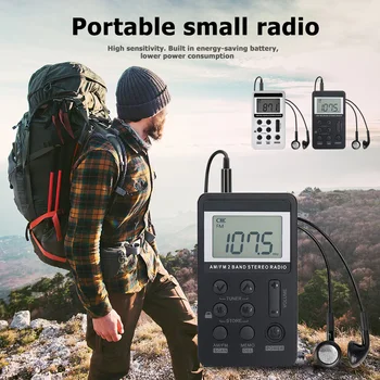 Univerzálny Prenosný Dual Band Stereo AM/FM Vreckové Rádio, Digitálny Displej Mini stereo Rádio Prijímač s HiFi Slúchadlá Dropship