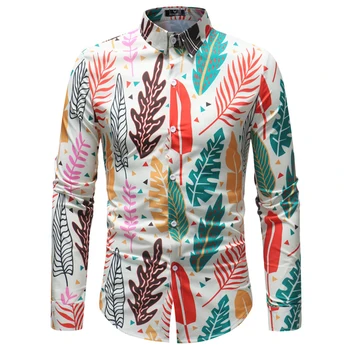 UNIVOS KUNI 2019 Mužov Tričko Tlač Bežné Dizajn Slim Fit Šaty, Oblek Havaj Značku Wild Dlhým Rukávom Veľká Veľkosť 5XL Q6057