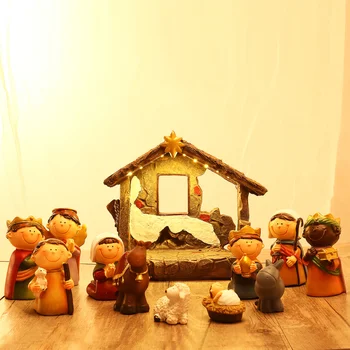 UNOMOR Vianočné betlehemom Živice Narodenia Figúrky Ornament Narodenia Nastaviť Stabilné pre Domáce Výzdoba Kostola
