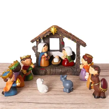 UNOMOR Vianočné betlehemom Živice Narodenia Figúrky Ornament Narodenia Nastaviť Stabilné pre Domáce Výzdoba Kostola