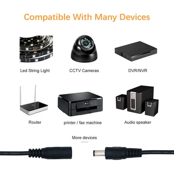 UnvarySam DC Predlžovací Kábel 10m/32.8 ft 2.1mmx5.5mm 22AWG pre 12V 3A LED Pásy CCTV Kamery Router a IP Kamera s Drôtený Držiak