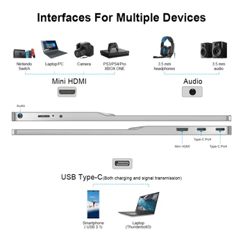 UPERFECT 4k Prenosný Monitor 15.6 Palce USB C Herné Obrazovky Monitora 3840 x 2160 UHD Externý LCD Displej pre PC, Notebook, Xbox PS4