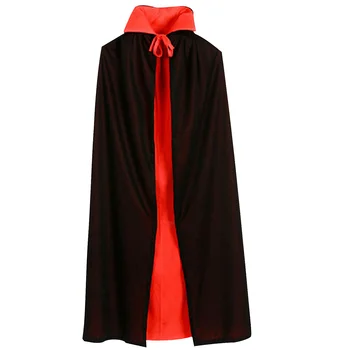 Upír Dracula Plášť Cape pre Deti Kid Halloween Maškarný Kostým 90 cm Dlhé Čierne Červené Reversable