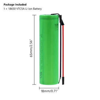 US18650VTC5A 3.6 v 18650 2600 mah Batéria Lítiová Nabíjateľná Batéria 35A Vysoký Odtok S Diy Drôty batérie