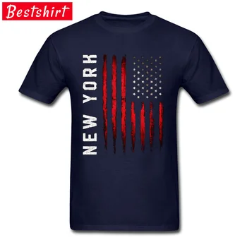USA Americká Vlajka New York Vintage T-Shirt Jeseň Pohodlné Tričko Tshirts Slim Fit T Shirt Mužov