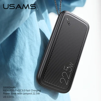 USAMS 22.5 W PD3.0+QC3.0 Rýchle Nabíjanie 10000mah Powerbank Pre Iphone 12 pro Max 11 8 USB Typu C Telefónne Externé Batérie Banky