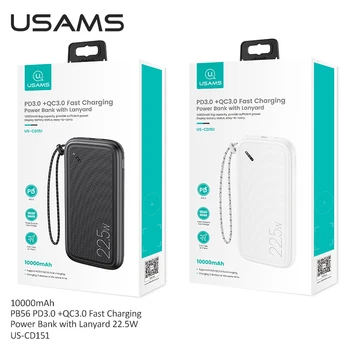 USAMS 22.5 W PD3.0+QC3.0 Rýchle Nabíjanie 10000mah Powerbank Pre Iphone 12 pro Max 11 8 USB Typu C Telefónne Externé Batérie Banky