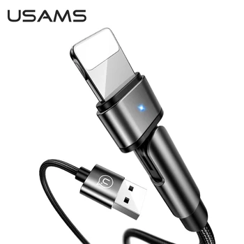 USAMS Otočná Zliatiny USB Kábel Na iPhone 12 Pro Max USB Nabíjací Kábel Pre IOS 14 13 12 11 Lightning Kábel Rýchle Nabíjanie Kábel