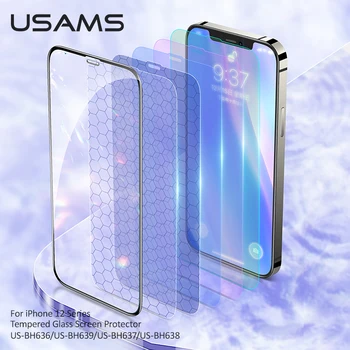 USAMS Úplné Pokrytie Tvrdeného Skla Pre Iphone 12 mini 12 pro Max Ultra Tenké Screen Protector Film Trasenie Dôkaz Ochranné Sklo