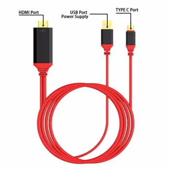 USB 3.1 Typu C, HDMI 2m Converter Kábel Adaptéra Ultra HD 1080P HD 4k Video Poplatok HDTV Kábel pre Samsung Galaxy S9 / S8 / Poznámka: