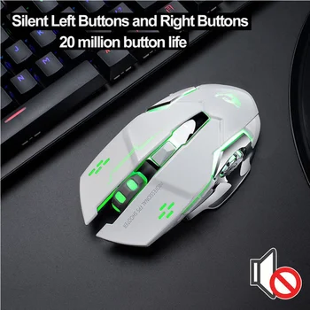 USB Bezdrôtová Myš Ergonomický Nabíjateľná Svetlo Dýchania Vypnúť Bezdrôtový Herný Mechanické Pre Notebook Zvuk z PC Silent Mouse