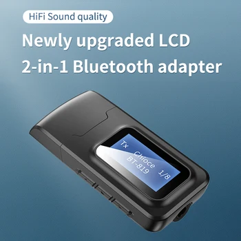 USB Bluetooth 5.0 Audio Vysielač, Prijímač LCD Displej 3.5 MM AUX RCA Stereo Adaptér Bezdrôtovej siete Dongle Pre PC TV Auta, Slúchadlá
