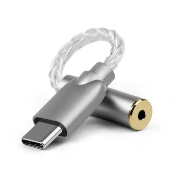USB C Do 2,5 mm Kábel Typu C na 3,5 mm 4.4 mm Slúchadlá Čistého Striebra Drôt Typu C K 2.5/3.5/4.4 mm Konverzia Audio Káble 105mm