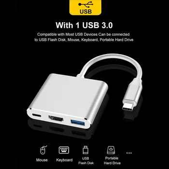 USB C-HDMI-rozhranie USB 3.0 Typ C Converter 4K Video PD Rýchle Nabíjanie Viacportová Adaptér pre MacBook/Chromebook/iMac