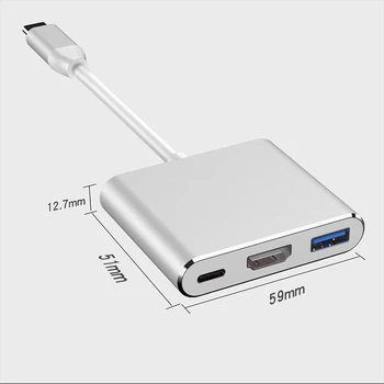 USB C-HDMI-rozhranie USB 3.0 Typ C Converter 4K Video PD Rýchle Nabíjanie Viacportová Adaptér pre MacBook/Chromebook/iMac