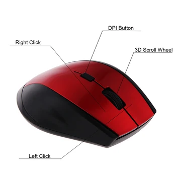 USB Herné Bezdrôtová Myš pre Hráčov, 2.4 GHz Mini Prijímač 6 Kľúče Odbornej Počítačovej Myši Hráč Myši Na Počítač PC, Notebook