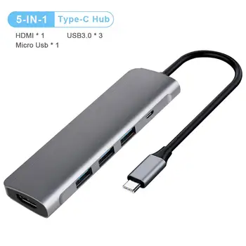 USB HUB, C HUB na Muti USB 3.0 HDMI 4K /SD/TF Card Reader/ PD plnenie Audio /RJ45 Adaptér pre MacBook Pro Typ-C Hub rozbočovač