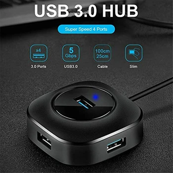 USB Hub, High-Speed-4-Port HUB Dokovacej Stanice Notebooku Jeden Pre Štyri Converter Predlžovací Kábel Rozdeľovača