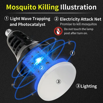 USB Mosquito Killer Svetlo Elektronické Photocatalyst Lietať Chybu Housefly Pasce Žiarovka 220V E27 LED Moskito Vrah Proti Hmyzu Lampa 110V