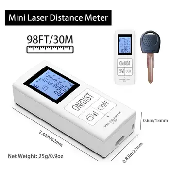 USB Nabíjateľné 30 m Mini Infračervené Spektrum Finder D30 LCD Pythagorean Režim Laser Rozsah Finder Meranie Vzdialenosti Plocha Objem