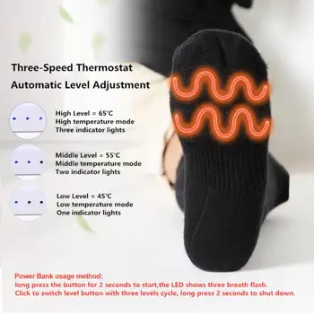 USB Nabíjateľné Vyhrievané Ponožky Zimné Elektrické Vyhrievané Ponožky s Batériami za Studena dôkaz Tepelnej Športové Ponožky Zimné Telo Teplejšie Mužov