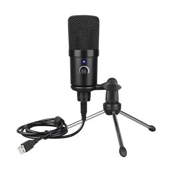USB Podcast Mikrofón Nahrávanie Cardioid PC 192kHZ 24bit S Tripodstand Studio Stabilnej Ploche Prenosné Kovové Plug And Play
