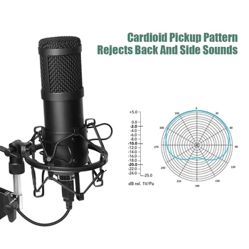 Usb Streaming Podcast Pc Mikrofón Profesionálne Štúdio Cardioid Kondenzátora Mic Auta s Zvukovú Kartu Boom Arm Šok Namontujte Filter,