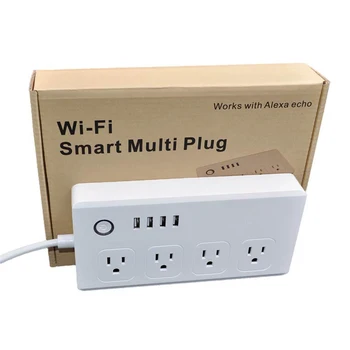 UseeLink Smart Power Strip,WiFi Power Bar Viacerých Zásuvka Predlžovací Kábel so 4 USB a 4 Individuálne Riadená AC Zástrčky do Tuya