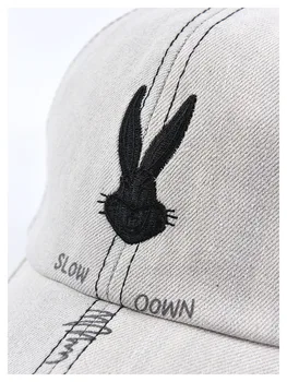 USPOP Bugs Bunny umývateľný denim šiltovky Výšivky graffiti clonu spp ženy jar čiapky