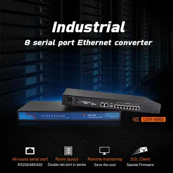 USR-N668 8 Porty, Sériové Porty Zariadenia RS232/RS485/RS422 Serial Ethernet Prevodníky Modul Podpora TCP Server/UDP Client
