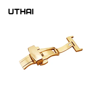 UTHAI T01 Automatické Dvakrát Kliknite Motýľ, Spony, Hodinky Tlačidlo Násobne Nasadenie Spona Strieborná Watchband Popruh 12-24mm