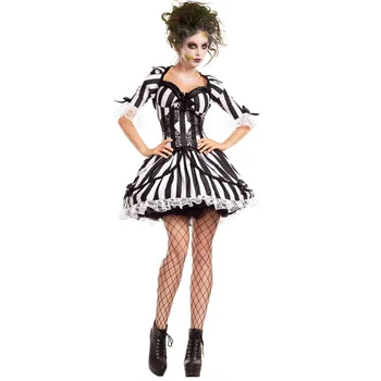 UTMEON New Black Pridať Biely Prúžok Ghost Nevesta Kostým pre Ženy je Halloween Zombie Maškarný Party Cosplay Oblečenie, Kostýmy