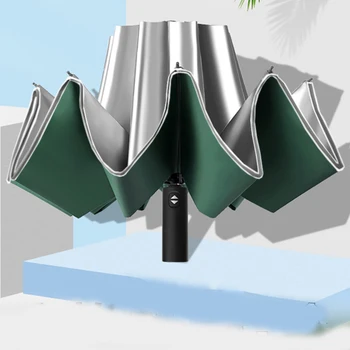 UV Ochrana dáždnik vetru cestovné Desať Kostí Vinyl kompaktný skladací zadnej strane dáždnik,pre mužov a ženy s Dvojakým použitím, Dvojité