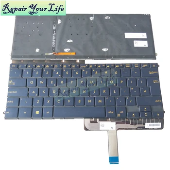 UX490 UK EÚ Podsvietená klávesnica pre notebook ASUS ZenBook 3 Deluxe UX490 UX490CA UX490UA anglický modrá KB 86720-2BA SN2561BL2