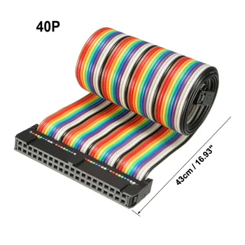 Uxcell IDC 40 pinový Šedý/Rainbow 43/48/50/66/118/128cm Dĺžka 2.54 mm Ihrisku Ploché Pružný pás s nástrojmi Jumper Kábel 1pcs S Box