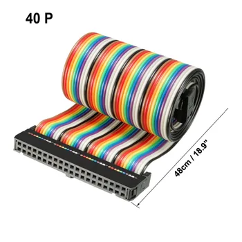 Uxcell IDC 40 pinový Šedý/Rainbow 43/48/50/66/118/128cm Dĺžka 2.54 mm Ihrisku Ploché Pružný pás s nástrojmi Jumper Kábel 1pcs S Box