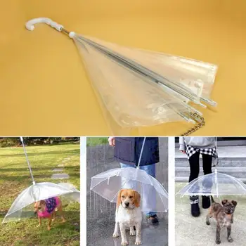 Užitočné Transparentný, PE, Pet Dáždnik Malý Pes Dáždnik Dážď zariadenia s Psa Vedie Udržuje Pet Suché, Pohodlné v Daždi Sneží