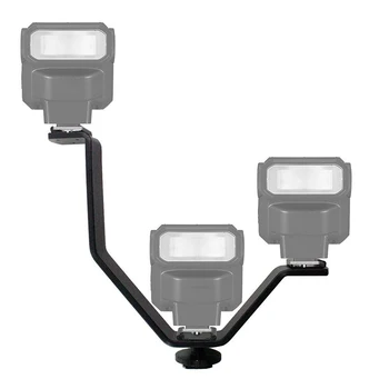 V-Tvar Triple 3 Univerzálne Cold Shoe Mount Držiak pre LED Video Svetlo Mikrofón Monitor Flash DSLR Fotoaparát, Videokamera Príslušenstvo