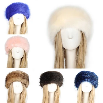 V Zime Teplé, Hrubé Chlpaté Hairband Načechraný Ruskej Umelú Kožušinu Ženy Dievča Hlavový Most Klobúk Vonkajšie Earwarmer Lyžiarske Čiapky