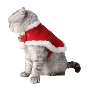 V zime Teplé Pet Mačka Cape Vianočný Kostým Santa Claus Plášť s Zvony Cosplay Oblečenie, Príslušenstvo
