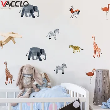 Vacclo 24pcs DIY Nordic Dekoračné Samolepky na Stenu Cartoon Zvierat Obývacia Izba, Spálňa Triede, Výzdoba Samolepky na Stenu