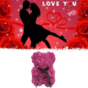 Valentín Darček Ruže Medveď Ruže Kvet Umelé Dekorácie Narodeninovej Oslavy Svadby Dekor Priateľku, Darček