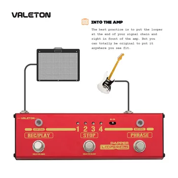 Valeton Looper Gitara Pedál Dapper Looper Mini 3 Footswitch Tlačidlo Loop Station 8 USB Savable Slučky Spomienky