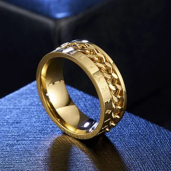 Valily Severanov Viking Symbol Krúžok z Nehrdzavejúcej Ocele Zlatá/Čierna Kubánskej Odkaz Rotujúce Krúžok pre Mužov 9mm Kapela snubné Prstene, Šperky